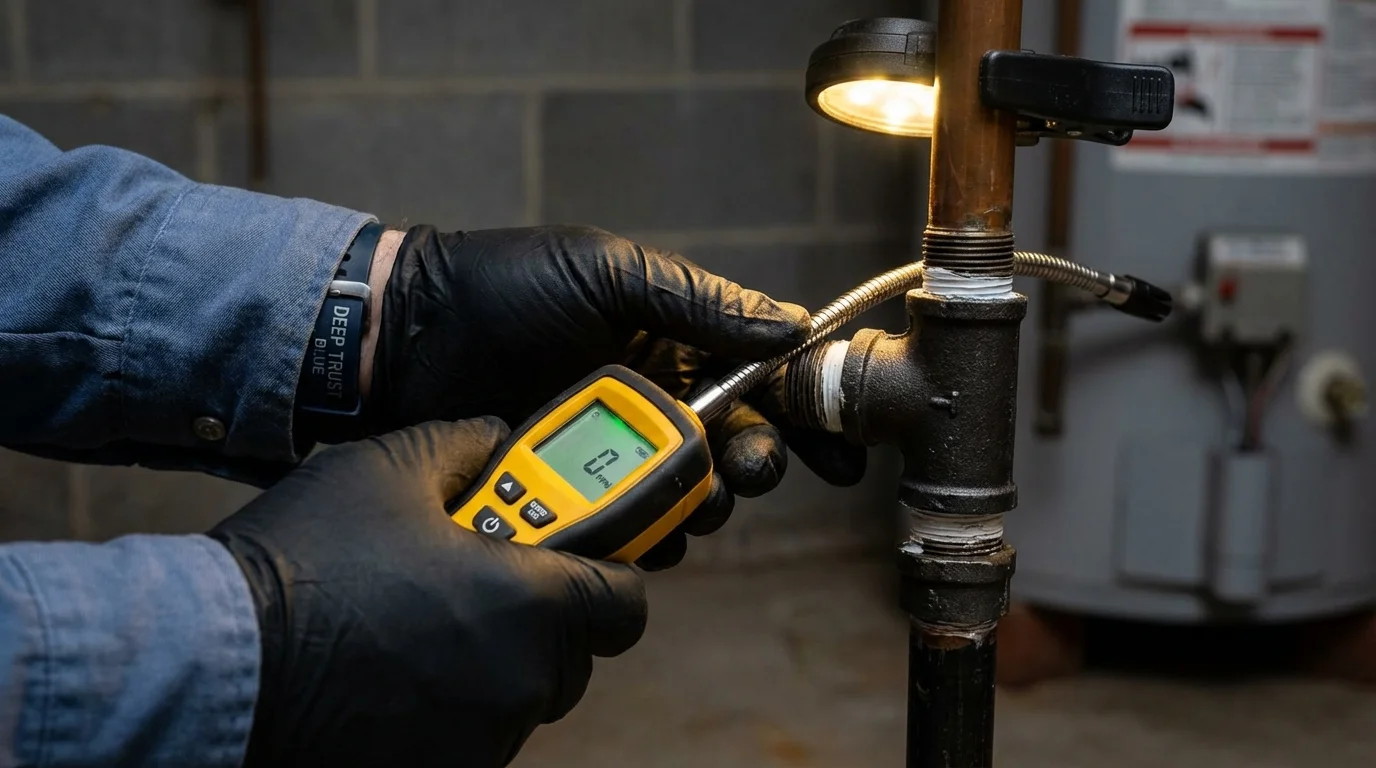 Gas leak detection with electronic sniffer by Johns Plumbing LLC in Gotha