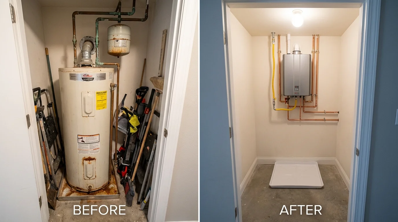 Tank water heater versus wall-mounted tankless unit comparison for Gotha, FL homeowners